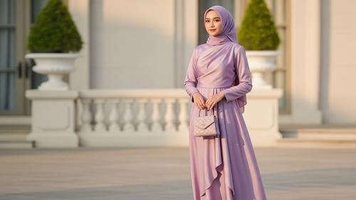 Gamis Satin Silk dengan Detail Minimalis