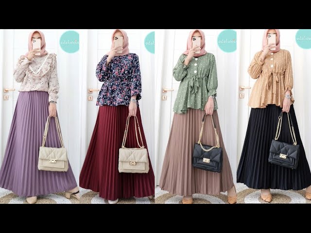 Setelan Blouse dan Rok Plisket